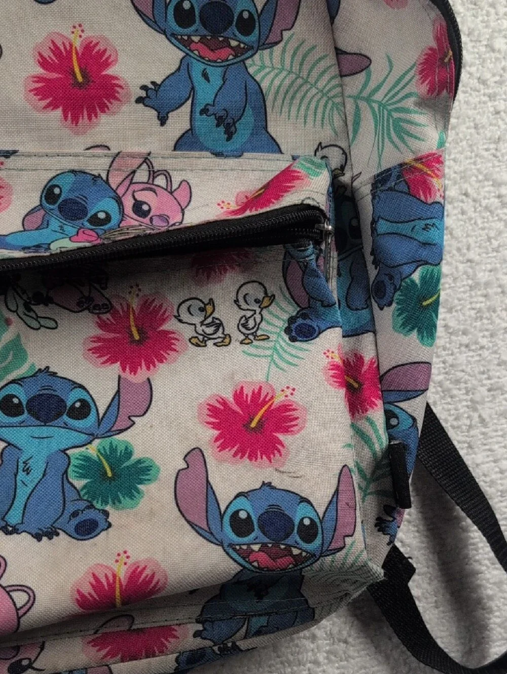 Stitch Floral Print Kids Backpack - Blue/Pink Floral O/S
